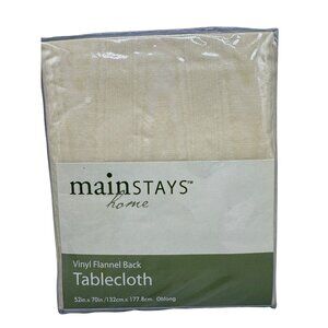Mainstays home vinyl flannel back tablecloth 52x70" oblong cream READ NEW